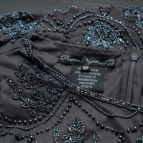 Pisaro Nights - Mini Beaded leaf Sheath Dress In Slate. - Picture 14 of 14